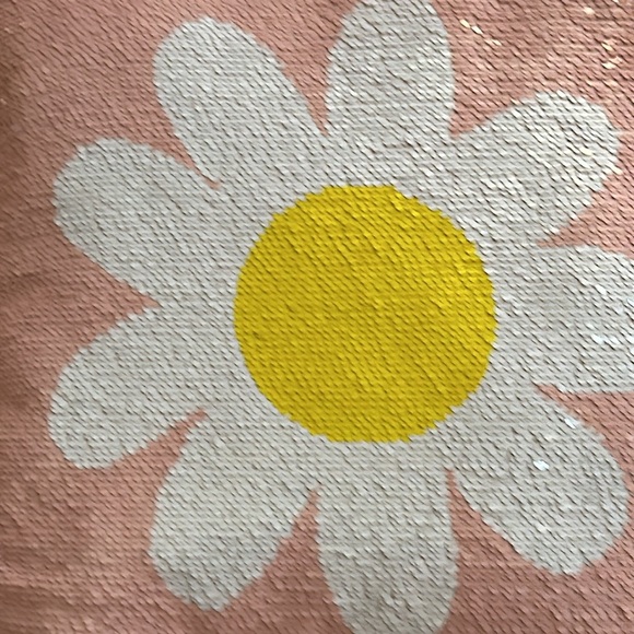 Kensie Home Faux Fur Reversible Flip Sequin Flower Throw Pillow - Picture 2 of 5